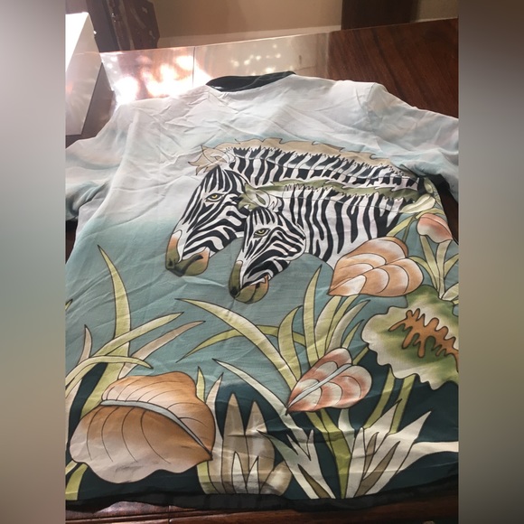 Vintage Carol Peterson Silk Blazer Jacket Green Zebra size 1X - Picture 13 of 16